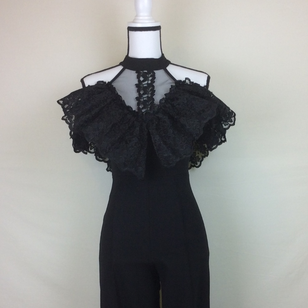 Valentine Sleeveless Jumpsuit Mock Neck Choker